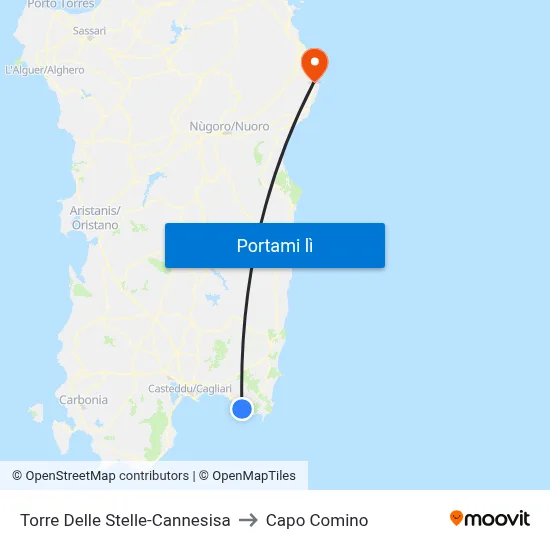 Torre Delle Stelle-Cannesisa to Capo Comino map