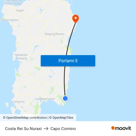 Costa Rei Su Nuraxi to Capo Comino map