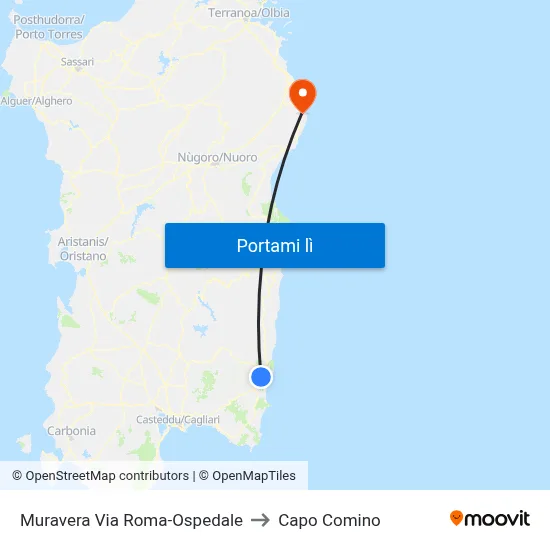 Muravera Via Roma-Ospedale to Capo Comino map