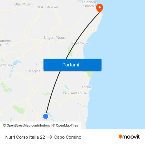 Nurri Corso Italia 22 to Capo Comino map