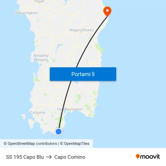 SS 195 Capo Blu to Capo Comino map