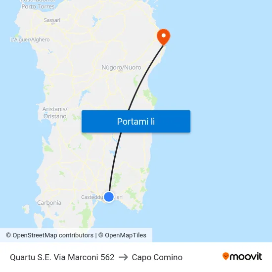 Quartu S.E. Via Marconi 562 to Capo Comino map