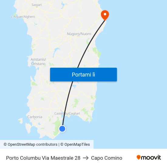 Porto Columbu Via Maestrale 28 to Capo Comino map