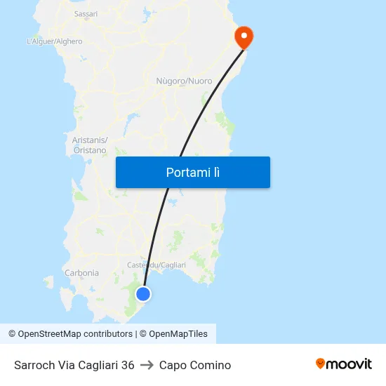 Sarroch Via Cagliari 36 to Capo Comino map