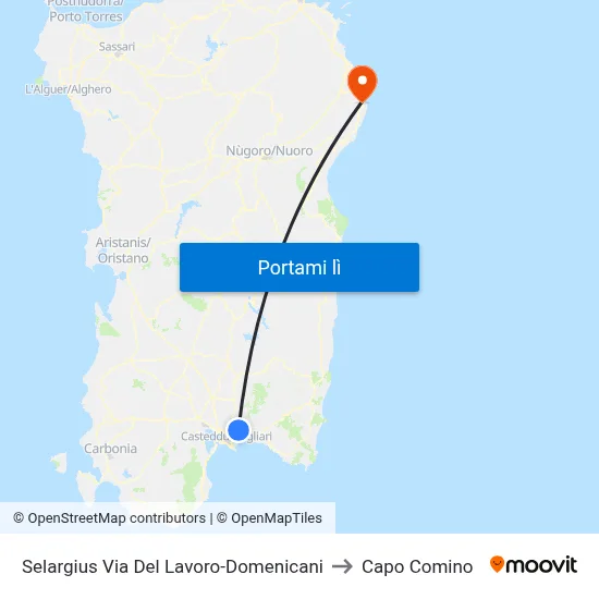 Selargius Via Del Lavoro-Domenicani to Capo Comino map