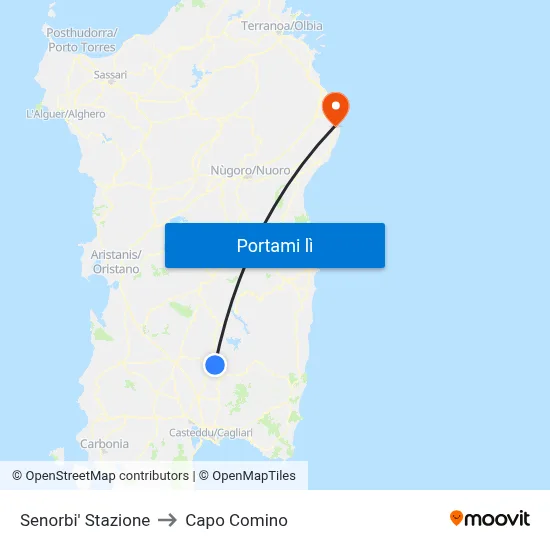 Senorbi' Stazione to Capo Comino map
