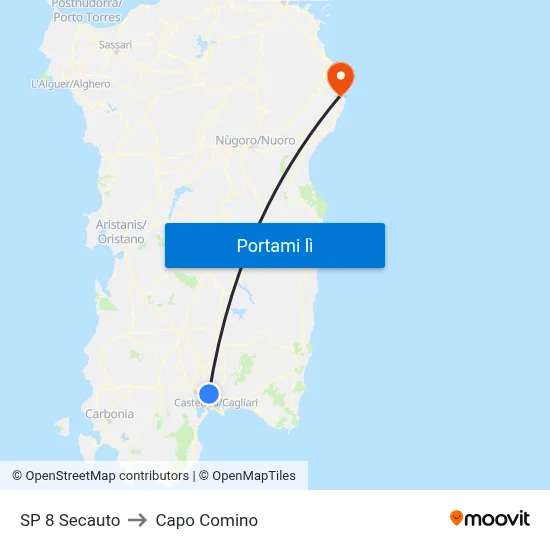 SP 8 Secauto to Capo Comino map