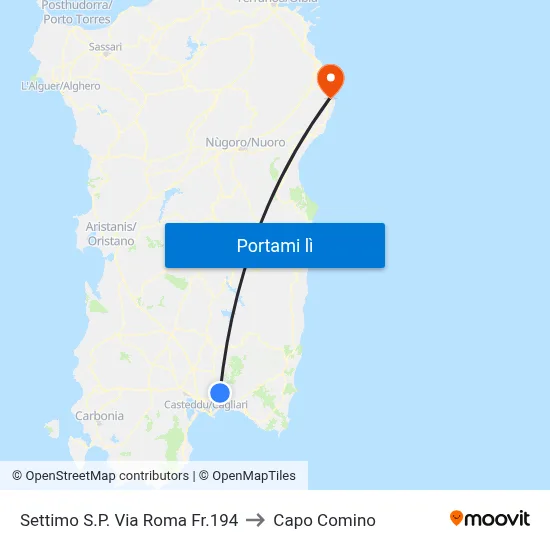 Settimo S.P. Via Roma Fr.194 to Capo Comino map