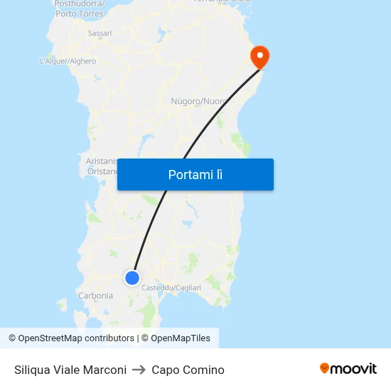 Siliqua Viale Marconi to Capo Comino map