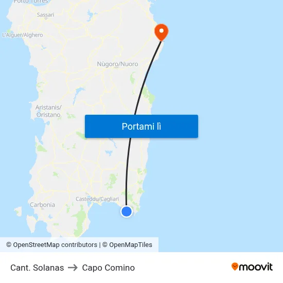 Cant. Solanas to Capo Comino map