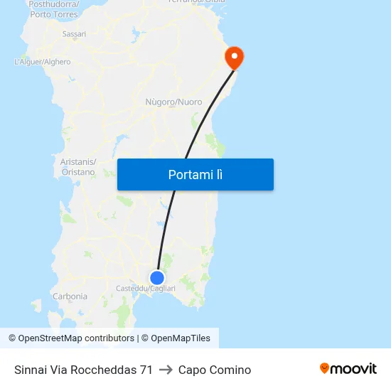 Sinnai Via Roccheddas 71 to Capo Comino map