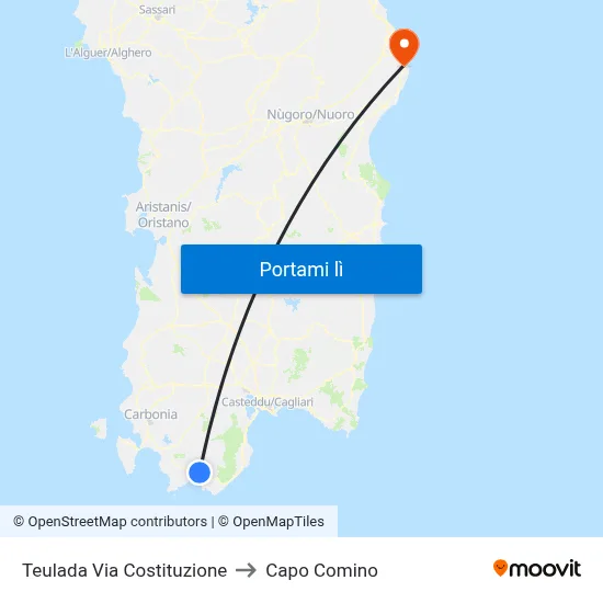 Teulada Via Costituzione to Capo Comino map