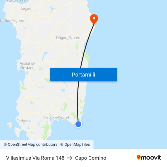 Villasimius Via Roma 148 to Capo Comino map