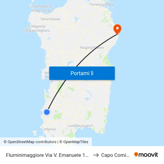 Fluminimaggiore Via V. Emanuele 122 to Capo Comino map