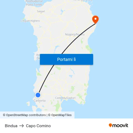 Bindua to Capo Comino map