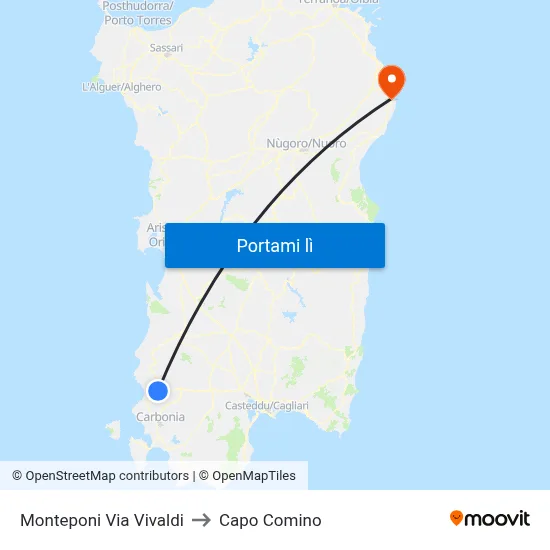 Monteponi Via Vivaldi to Capo Comino map