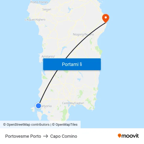 Portovesme Porto to Capo Comino map