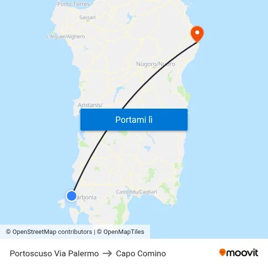 Portoscuso Via Palermo to Capo Comino map