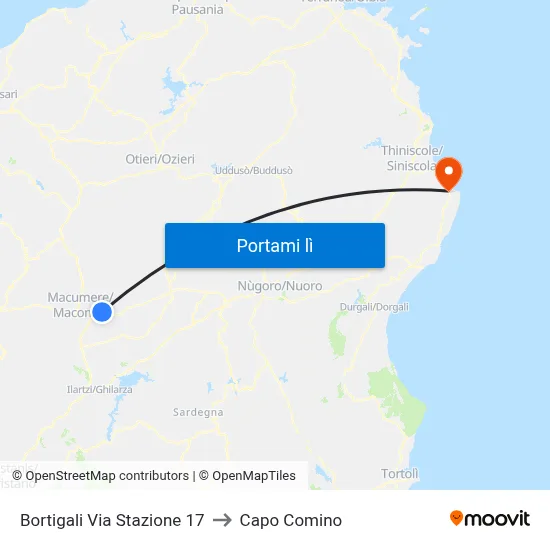 Bortigali Via Stazione 17 to Capo Comino map