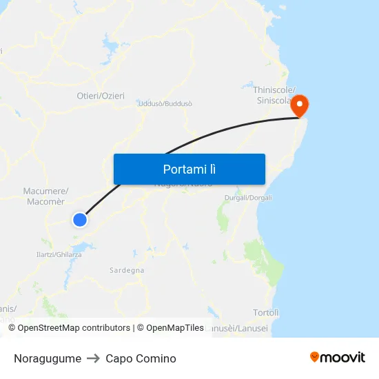 Noragugume to Capo Comino map