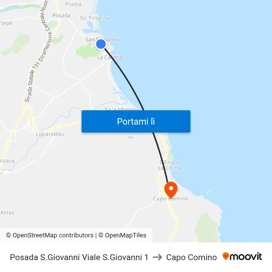 Posada S.Giovanni Viale S.Giovanni 1 to Capo Comino map
