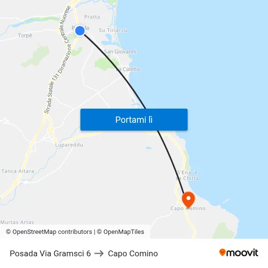 Posada Via Gramsci 6 to Capo Comino map