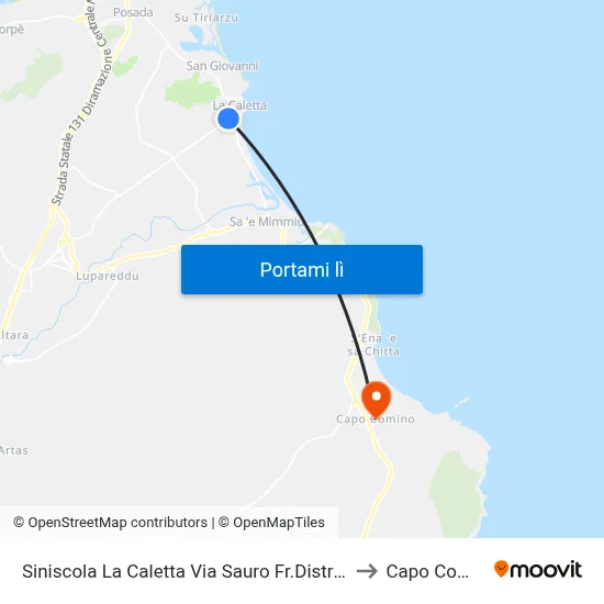 Siniscola La Caletta Via Sauro Fr.Distributore to Capo Comino map