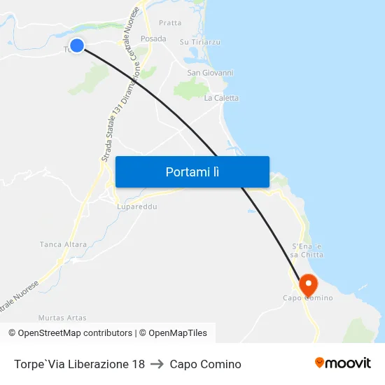 Torpe`Via Liberazione 18 to Capo Comino map