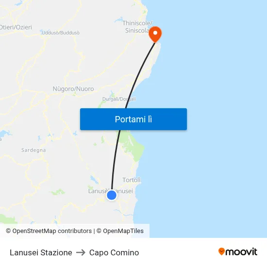 Lanusei Stazione to Capo Comino map