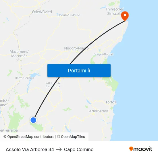 Assolo Via Arborea 34 to Capo Comino map