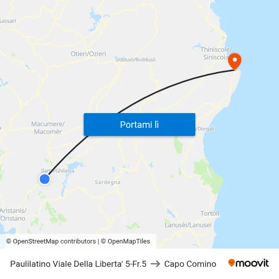 Paulilatino Viale Della Liberta' 5-Fr.5 to Capo Comino map