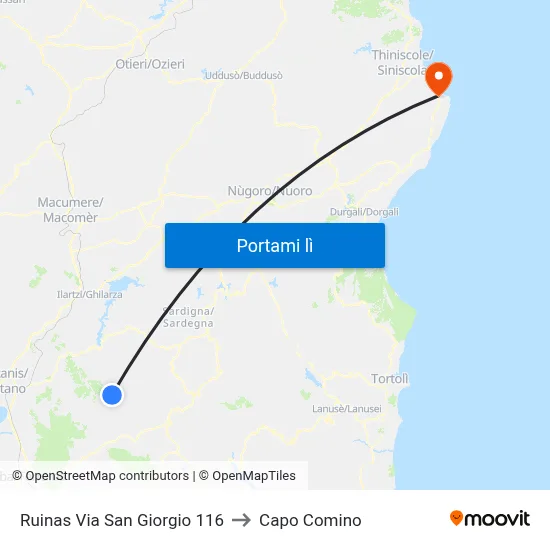 Ruinas Via San Giorgio 116 to Capo Comino map
