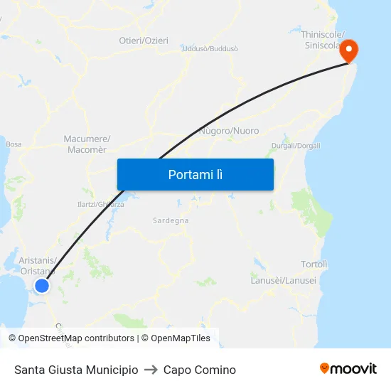 Santa Giusta Municipio to Capo Comino map