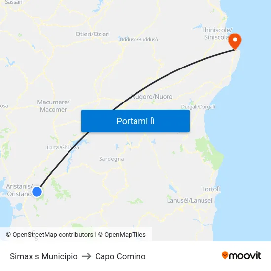 Simaxis Municipio to Capo Comino map