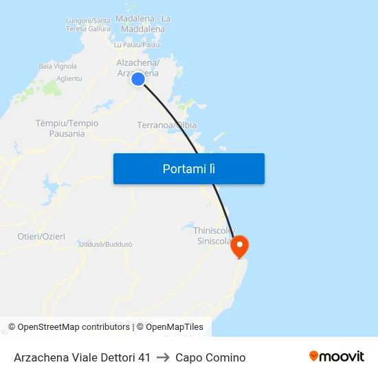 Arzachena Viale Dettori 41 to Capo Comino map