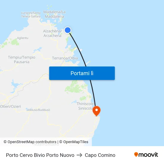 Porto Cervo Bivio Porto Nuovo to Capo Comino map