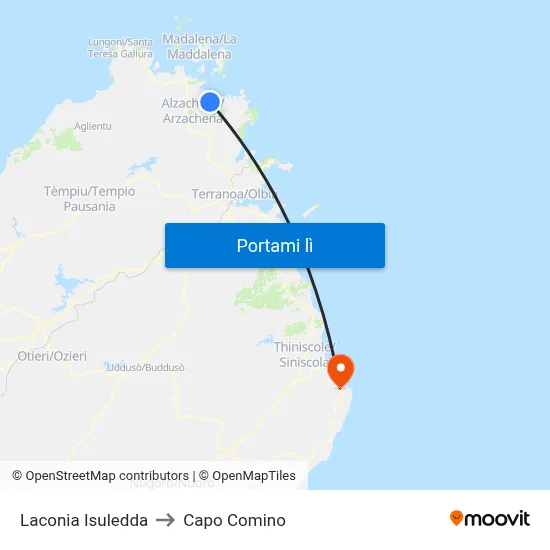 Laconia Isuledda to Capo Comino map