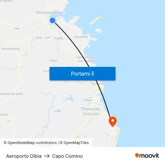 Aeroporto Olbia to Capo Comino map