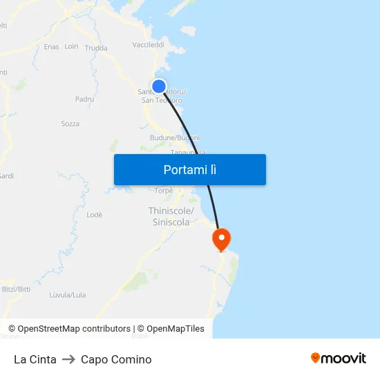 La Cinta to Capo Comino map