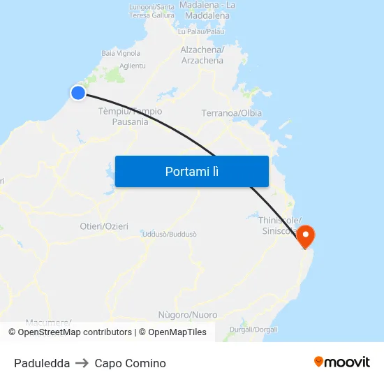 Paduledda to Capo Comino map