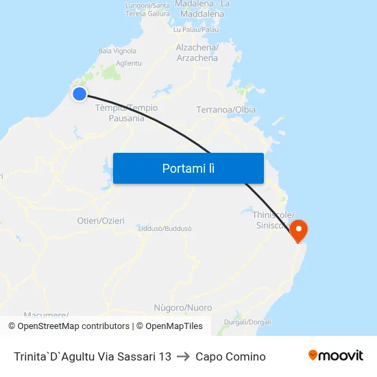 Trinita`D`Agultu Via Sassari 13 to Capo Comino map
