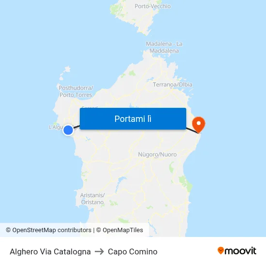 Alghero Via Catalogna to Capo Comino map