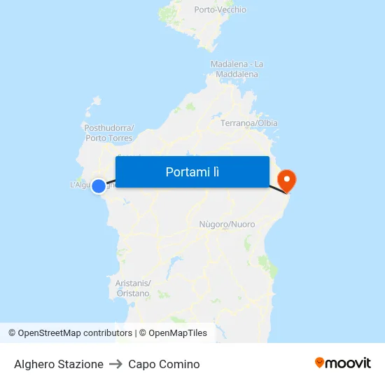 Alghero Stazione to Capo Comino map