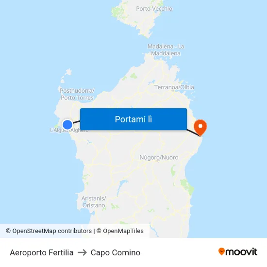 Aeroporto Fertilia to Capo Comino map