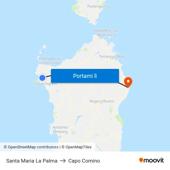 Santa Maria La Palma to Capo Comino map