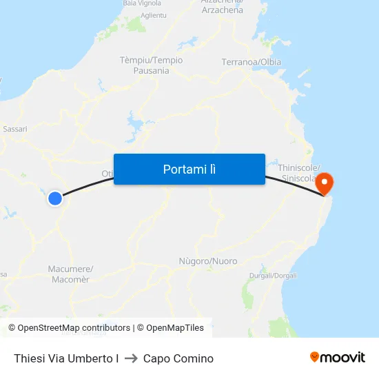 Thiesi Via Umberto I to Capo Comino map
