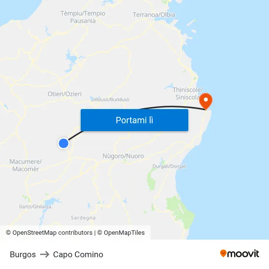 Burgos to Capo Comino map