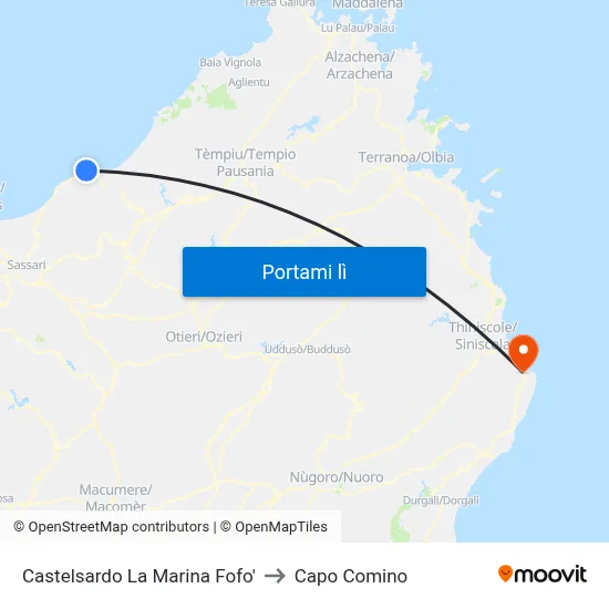Castelsardo La Marina Fofo' to Capo Comino map