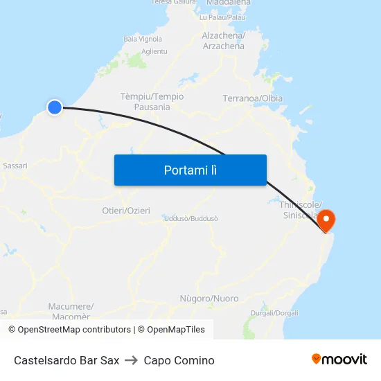 Castelsardo Bar Sax to Capo Comino map