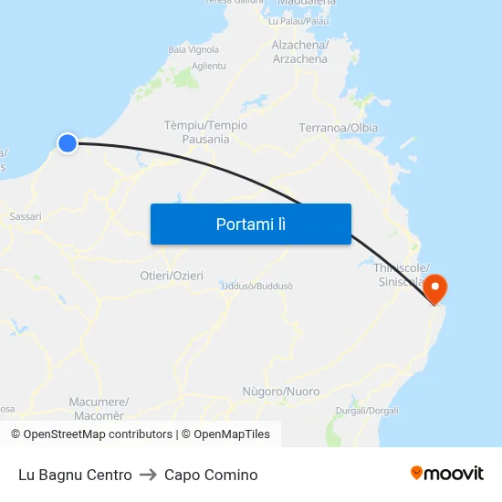 Lu Bagnu Centro to Capo Comino map